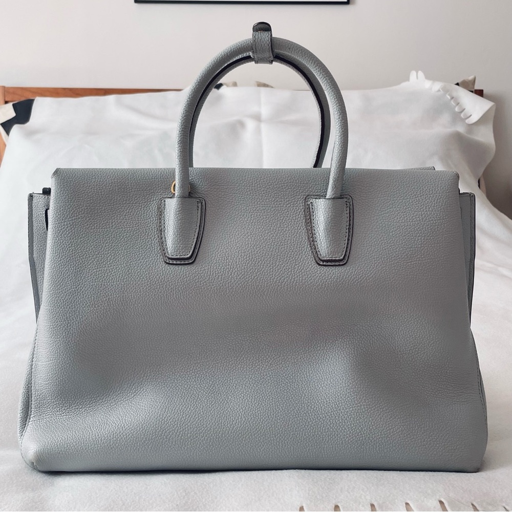 SOLD - MCM Large Milla Concrete (Light Blue-Gray) Leather Satchel Tote - Picture 4 of 17